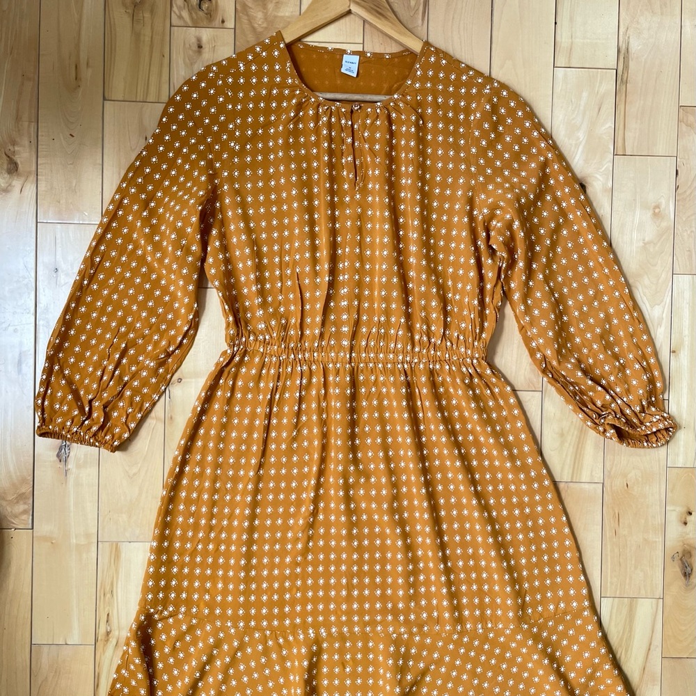 Long sleeve mustard dress